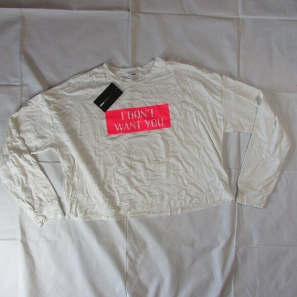 Fashion Nova Women's XL "I Don't Want You" Cropped Graphic Sweatshirt - Picture 1 of 5